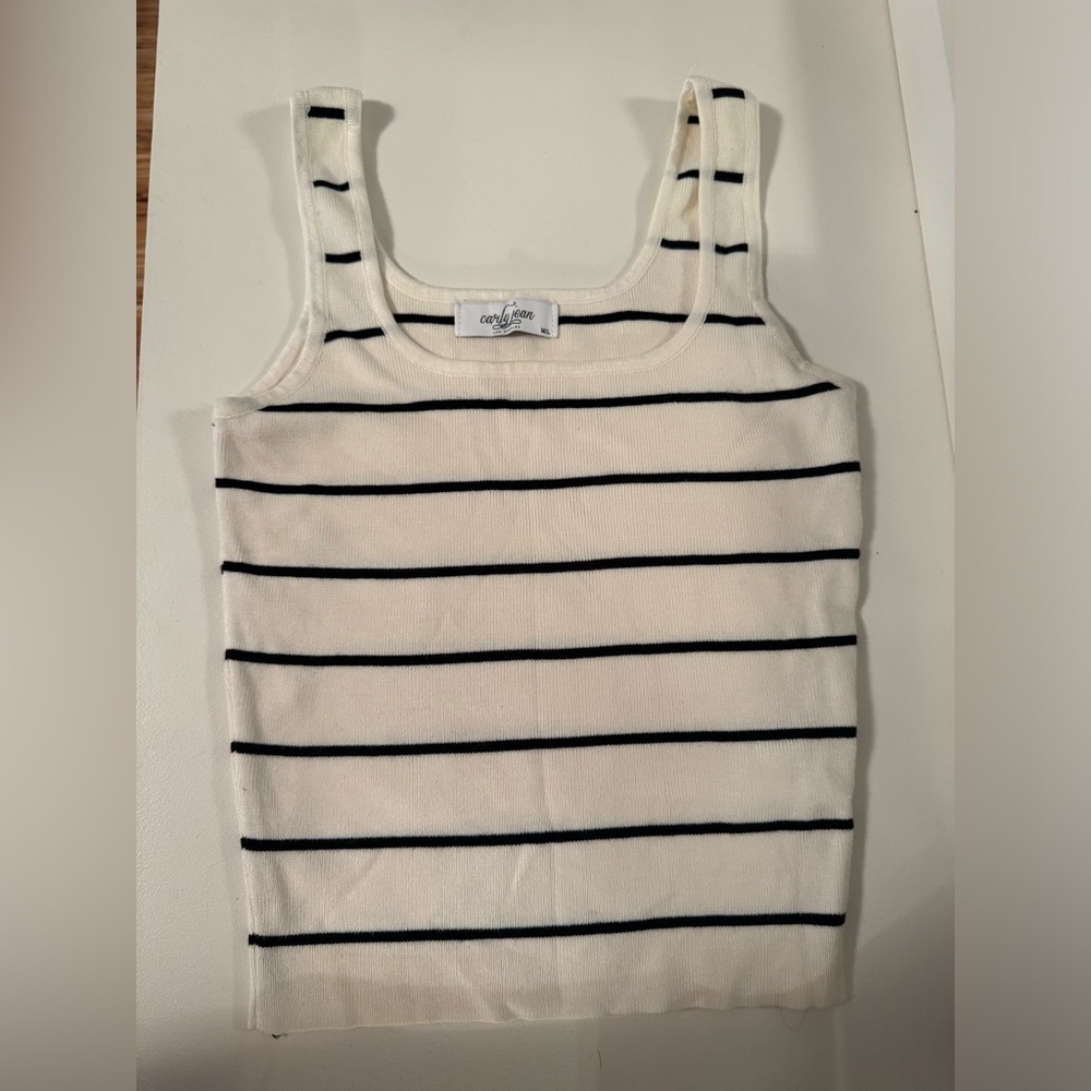 Carly Jean Los Angeles white/black striped sweater tank m/l